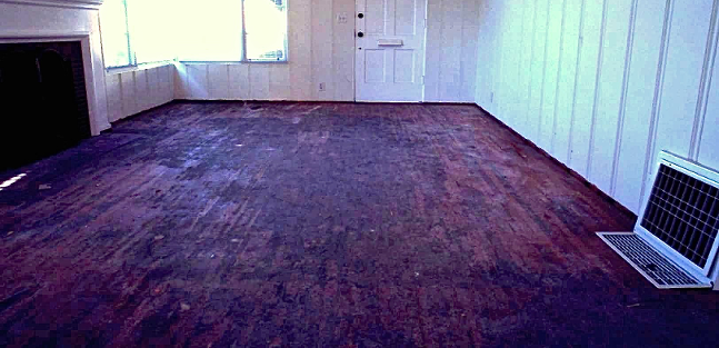 Before Hardwood Floor Restoration Laguna Beach